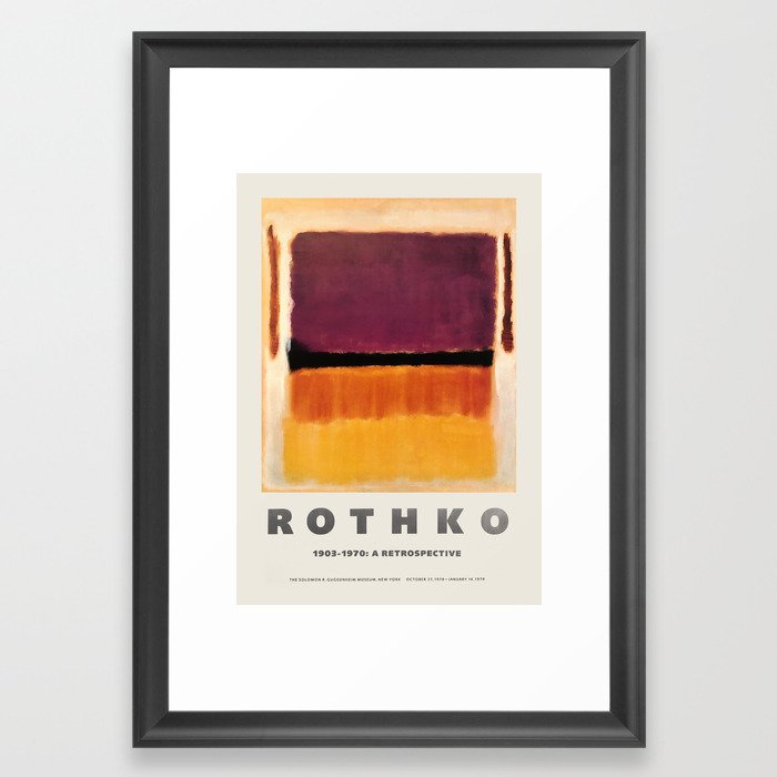 Mark Rothko - Exhibition poster for the Guggenheim Museum, New York, 1970 Framed Art Print