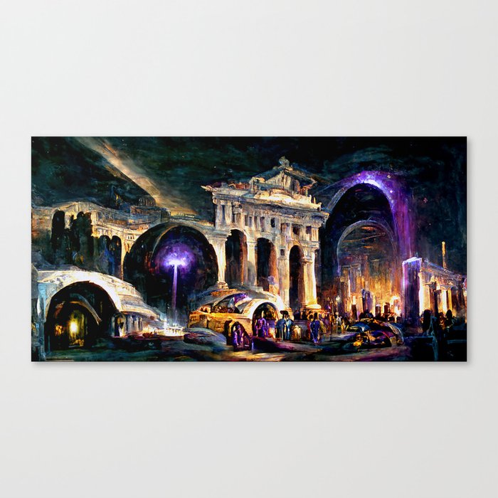 Ancient Rome at Night in the year 2403AD Canvas Print