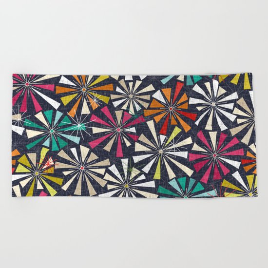 fireworks cobalt Beach Towel