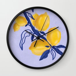 Lilac and lemons Wall Clock | Kitchenart, Foodart, Painting, Gouacheillustration, Citrusillustration, Lemon, Digital, Lemonillustration 