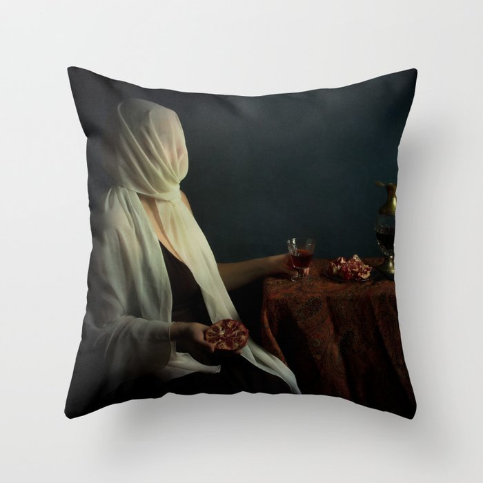 Lady justice with  pomegranate Throw Pillow