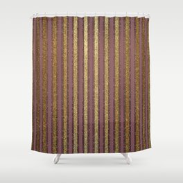 Striped Luxurious Pattern Golden Retro Circus Stripes Shower Curtain