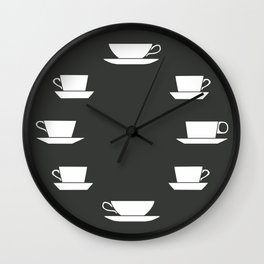 Pattern of Coffee and Tea Cups Wall Clock