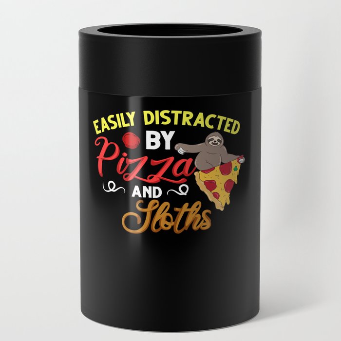 Sloth Eating Pizza Delivery Pizzeria Italian Can Cooler