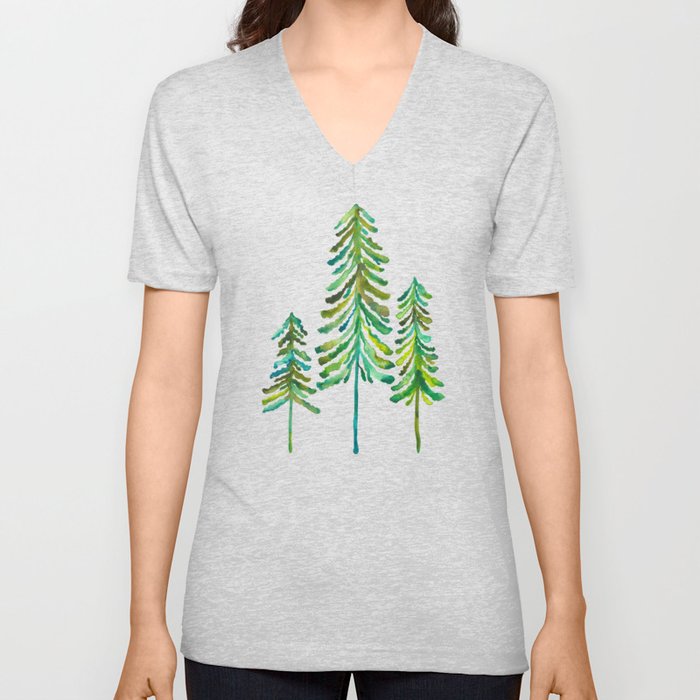 Pine Trees – Green Palette V Neck T Shirt