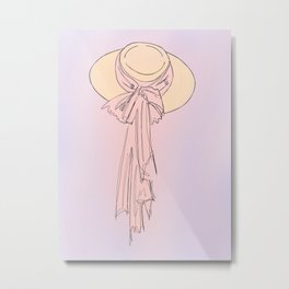 Almost a raffia Metal Print | Bow, Purple, Digitaldrawing, Hat, Summer, Drawing, Boho, Summerlady, Digital, Yellow 