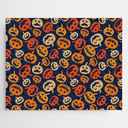 Halloween pumpkin pattern. Halloween vector illustration background. Wallpaper. Surface design Jigsaw Puzzle