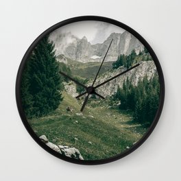 Peaceful Mountains | Landscape Photography Alps | Print Art Wall Clock