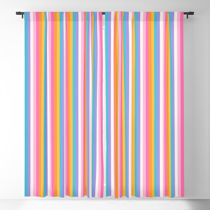 Neon Rainbow Stripes - Small Blackout Curtain