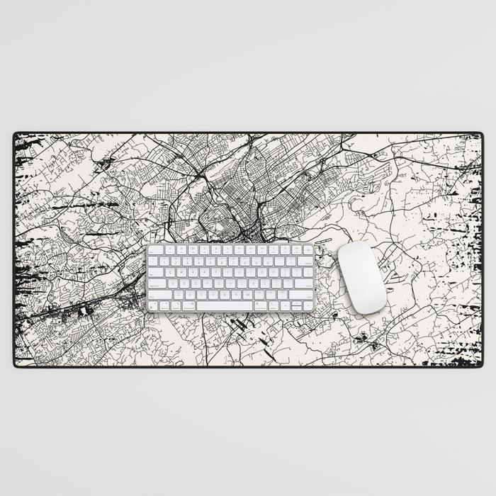 USA, Knoxville - black and white city map Desk Mat