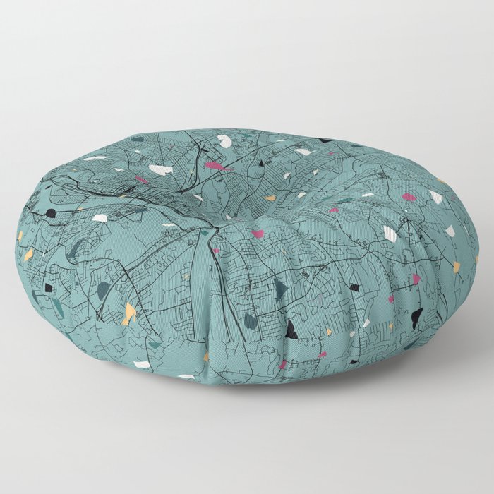 Springfield, Massachusetts - City Map - USA - Terrazzo Aesthetic Floor Pillow