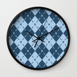 Retro Blue Argyle Pattern Wall Clock