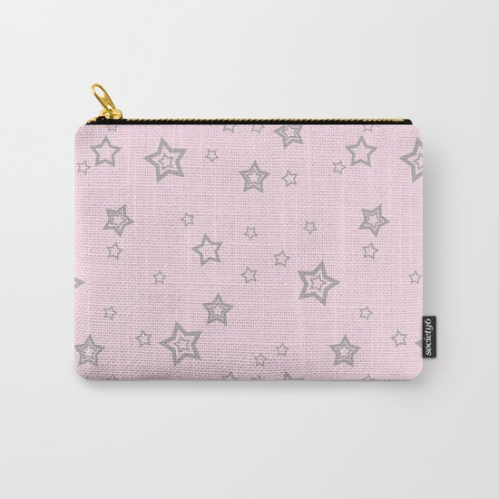 Grey little stars on pink background Carry-All Pouch