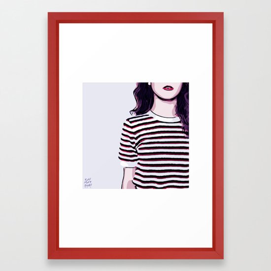 Minimalist Girl In Striped Shirt Digital Vector Illustration Framed Art Print By Kaimatsuri Society6