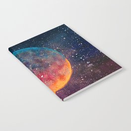 Fantastic oil painting beautiful big planet moon among stars in universe. Fantasy concept cosmos fine art paintingartwork illustration Notebook