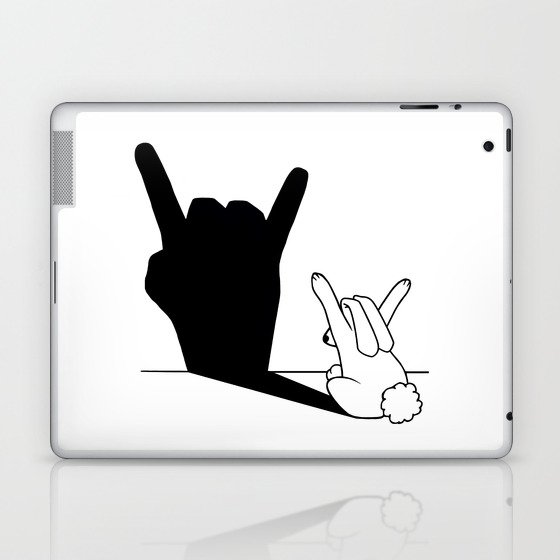 Rabbit Rock and Roll Hand Shadow Laptop & iPad Skin