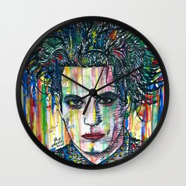 ROBERT SMITH watercolor and ink portrait Wall Clock