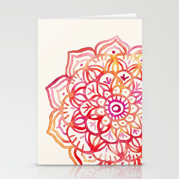 Watercolor Medallion in Sunset Colors Stationery Cards
