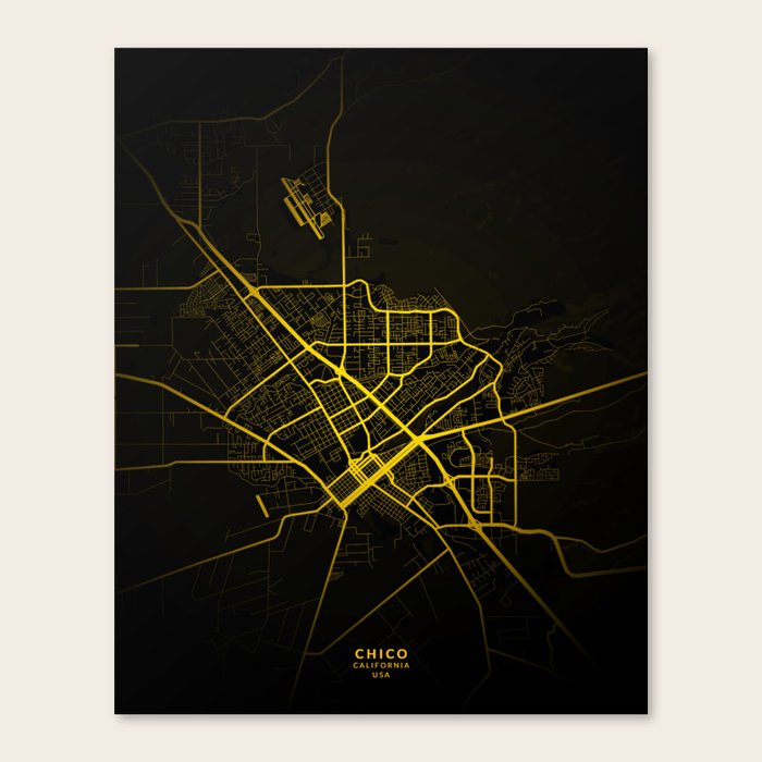Chico California United States - Chico California United States Map Canvas 