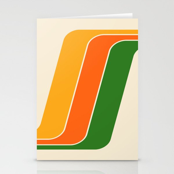 70s Retro Vintage Style 522 Yellow Orange and Green Stationery Cards