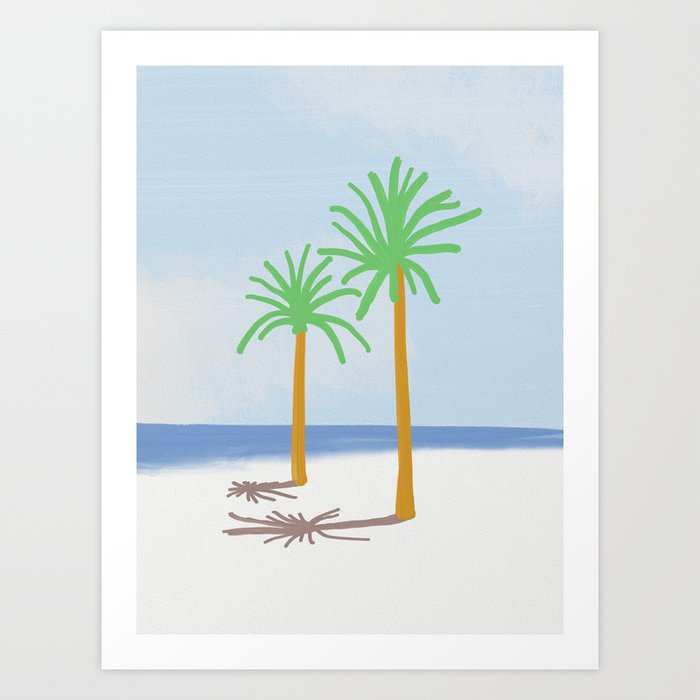 Palm tree shadow Art Print