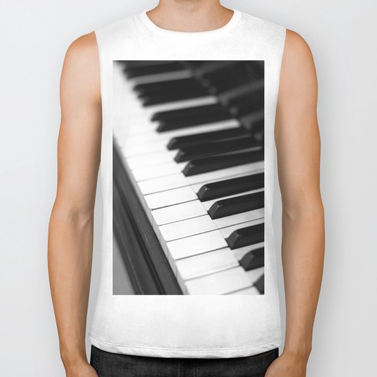 piano keys black and white Biker Tank