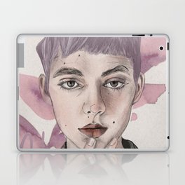 Romantic Female Portrait with Flowers Laptop Skin