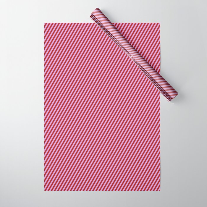 Red and Plum Colored Stripes/Lines Pattern Wrapping Paper