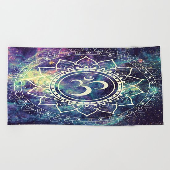 Om Mandala : Deep Pastels Galaxy Beach Towel