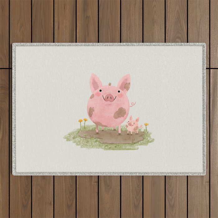 Piggies in a Mud Puddle Outdoor Rug