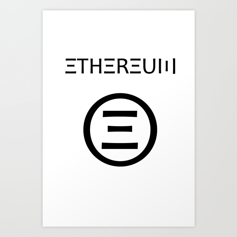 Ethereum Symbol Black On White Art Print By Andrasbalogh Society6