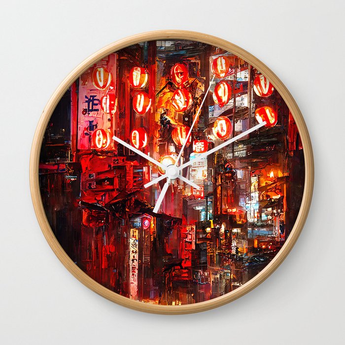 Streets of Tokyo at night Wall Clock