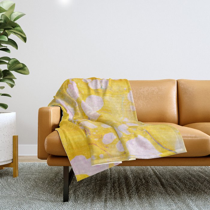 speckled marble | yellow Throw Blanket