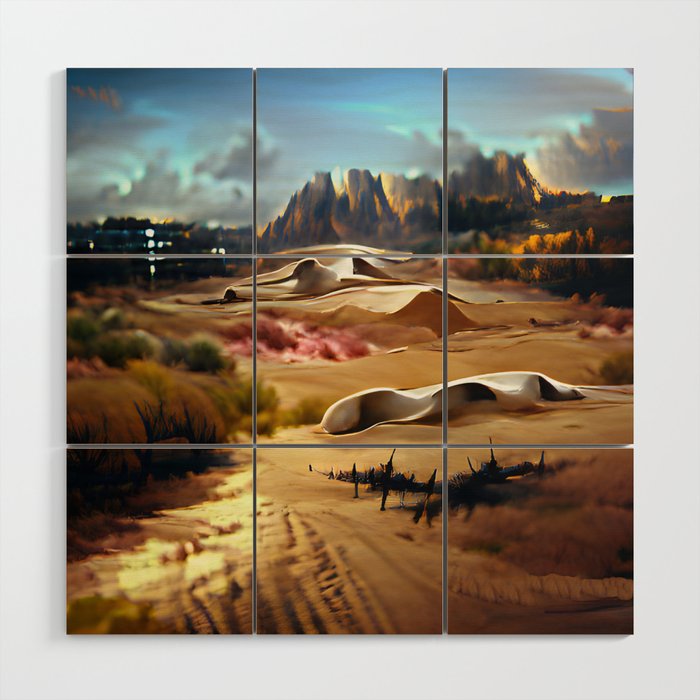 Desert City Oasis | Hi-Res Digital Art Wood Wall Art
