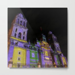 Mexico Photography - Colorful Lights On A Mexican Cathedral Metal Print