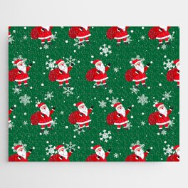 Bear Seamless Pattern Christmas Vector Santa Claus Hat Cartoon Scarf Isolated Repeat Wallpaper Teddy Tile Background Illustration Doodle Design 03 Jigsaw Puzzle