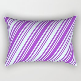[ Thumbnail: Dark Orchid & Light Cyan Colored Stripes/Lines Pattern Rectangular Pillow ]
