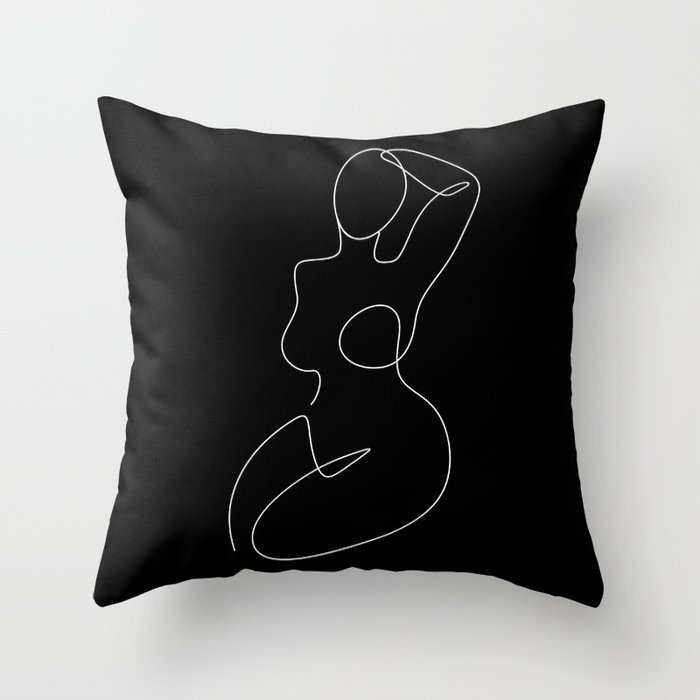 Full Female Figure in black Throw Pillow