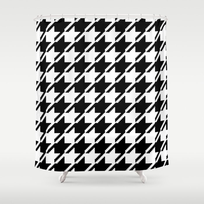 Large Puppytooth Pattern (black and white houndstooth) Shower Curtain