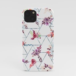 Geometric Winter Watercolor Flowers iPhone Case