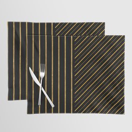 Gold And Black Stripes Lines Collection Placemat