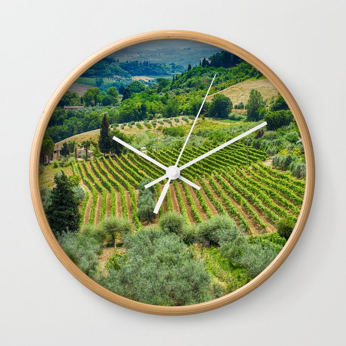 Tuscany Hillside, San Gimignano, Italy Wall Clock