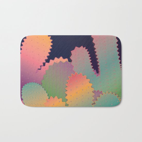 Colorful Glowing Cactus Bath Mat
