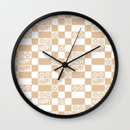 HAPPY Checkerboard (Neutral Beige Color) Wall Clock
