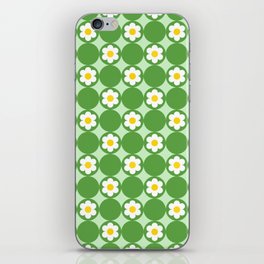 60's Bright Summer | Green Polka Dot Flower iPhone Skin