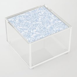 White leaves on blue pattern Acrylic Box