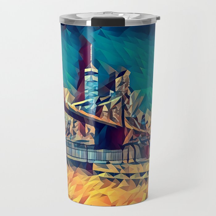 Brooklyn Bridge and Manhattan skyline in New York City Travel Mug