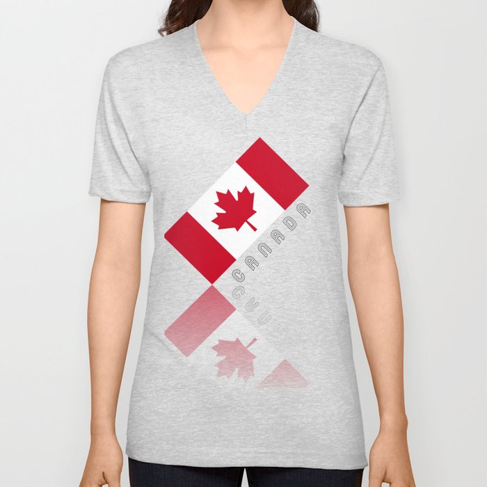 Elegant Maple Leaf Canadian Flag V Neck T Shirt
