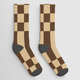 Checkered Stripes pattern brown Socks