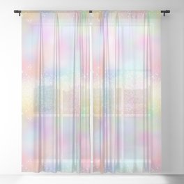 Pretty Holographic Glitter Rainbow Sheer Curtain